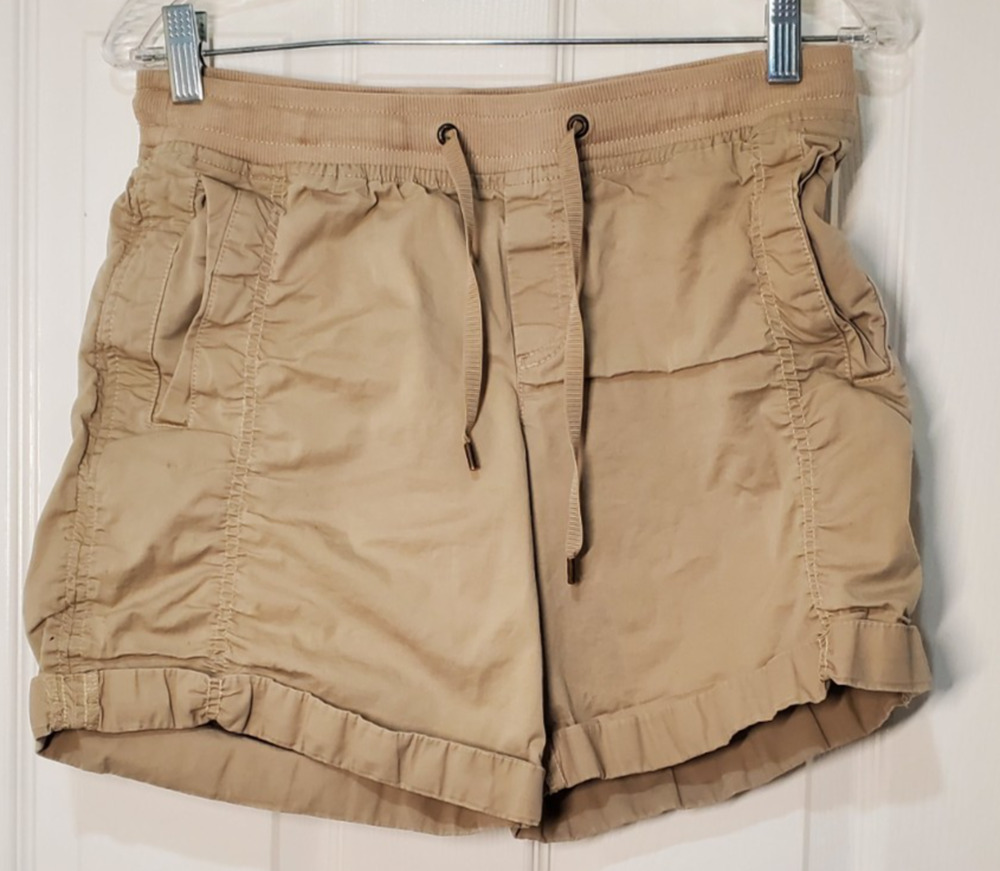 Eddie Bauer Horizon Utility Shorts Womens Size 6 Khaki Tan Elastic Waist Hiking